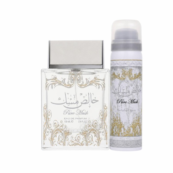 Lattafa Pure Khalis Musk Eau De Parfum Spray Plus 1.7 Deodorant 100 ml