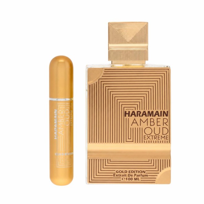 Al Haramain Amber Oud Gold Edition Extreme Gift Set 100 ml 3.4 Pure Perfume Spray + 10 ml Refillable Spray