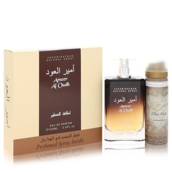 Lattafa Ameer Al Oudh Gift Set -- 100 ml Eau De Parfum Spray + 50 ml Perfumed Spray
