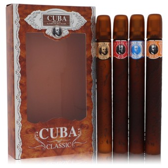 Fragluxe Cuba Gold Gift Set -- Cuba Variety Set includes All Four 34 ml Sprays, Cuba Red, Cuba Blue, Cuba Gold and Cuba Orange