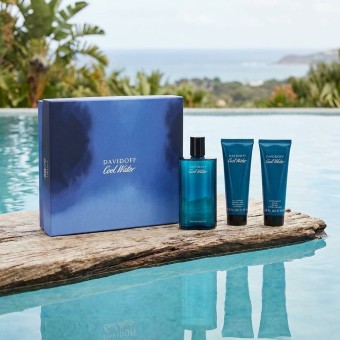 Davidoff COOL WATER Gift Set -- 125 ml Eau De Toilette Spray + 75 ml After Shave Balm + 75 ml Shower Gel
