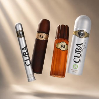 Fragluxe Cuba Gold Gift Set -- 100 ml Eau De Toilette Spray + 33 ml Eau De Toilette Spray + 200 ml Body Spray + 100 ml After Shave