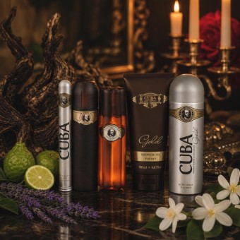 Fragluxe Cuba Gold Gift Set -- 100 ml Eau De Toilette Spray + 100 ml After Shave Spray + 200 ml Body Deodorant Spray + 200 ml Shower Gel + 33 ml EDT Spray