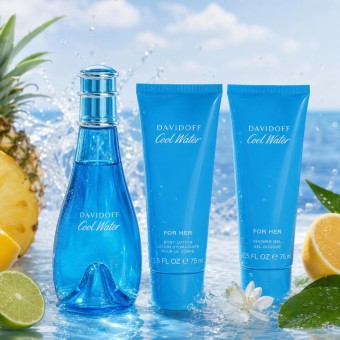 Davidoff Cool Water Gift Set -- 100 ml Eau De Toilette Spray + 75 ml Body Lotion + 75 ml Shower Gel