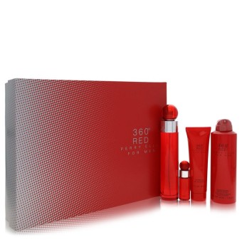 Perry Ellis 360 Red Gift Set -- 100 ml Eau De Toilette Spray + 8 ml Mini EDT Spray + 200 ml Body Spray + 90 ml Shower Gel