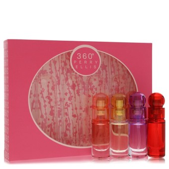 Perry Ellis perry ellis 360 Gift Set -- Four piece Travel Gift Set Includes 8 ml Mini Eau De Parfum Spray of each. 360 Coral, 360 For Women, 360 Purple, 360 Red.