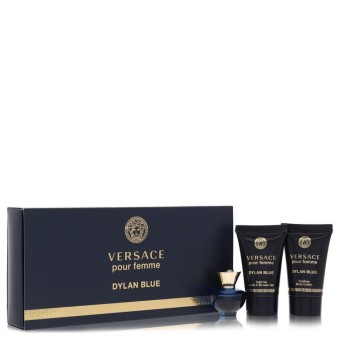 Versace Pour Femme Dylan Blue Gift Set -- 6 ml Mini EDP + 25 ml Body Lotion + 25 ml Shower Gel