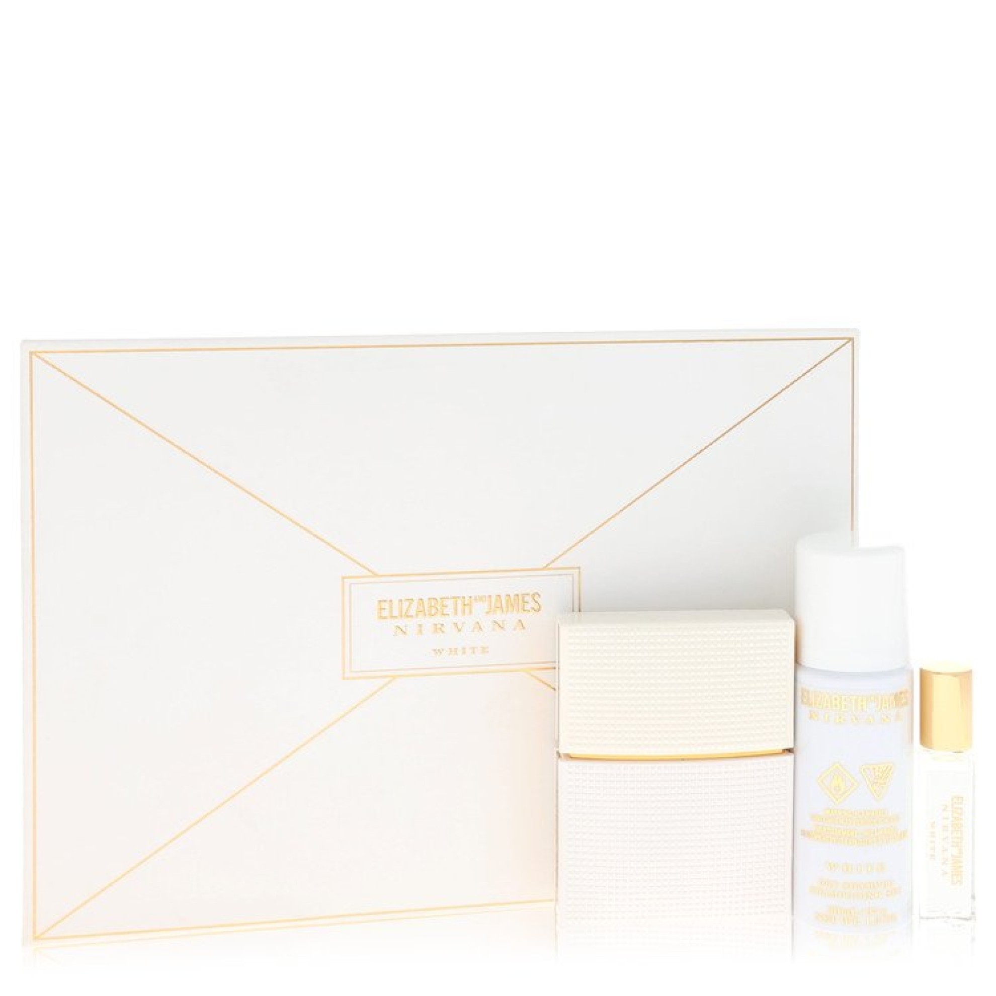 Image of Elizabeth and James Nirvana White Gift Set -- 30 ml Eau De Parfum Spray + 7 ml Mini EDP Rollerball + 35 ml Dry Shampoo