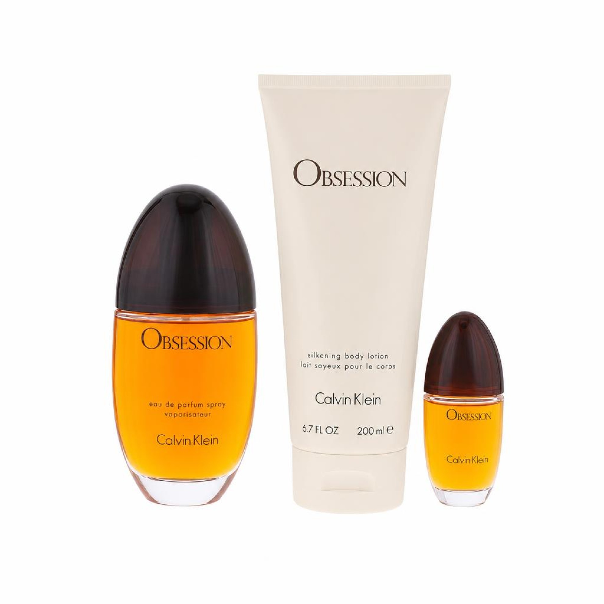 Calvin Klein OBSESSION Gift Set -- 100 ml Eau De Parfum Spray + 200 ml Body Lotion + 1 ml Mini EDP Spray