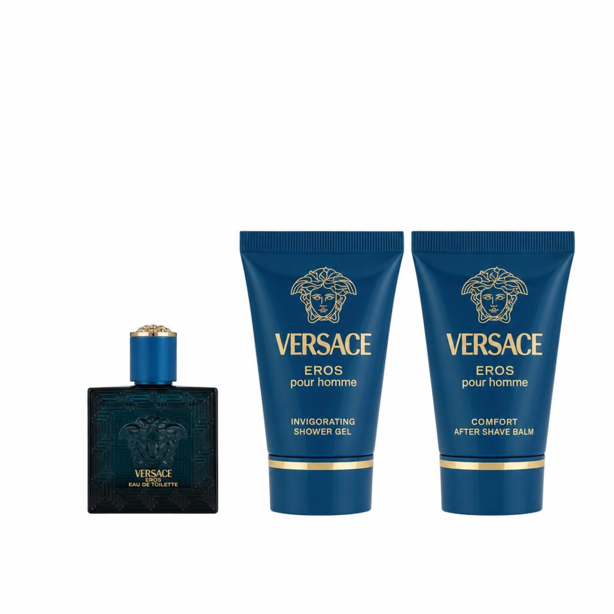Versace Eros Gift Set -- 6 ml Mini EDT + 25 ml Shower Gel + 25 ml After Shave Balm