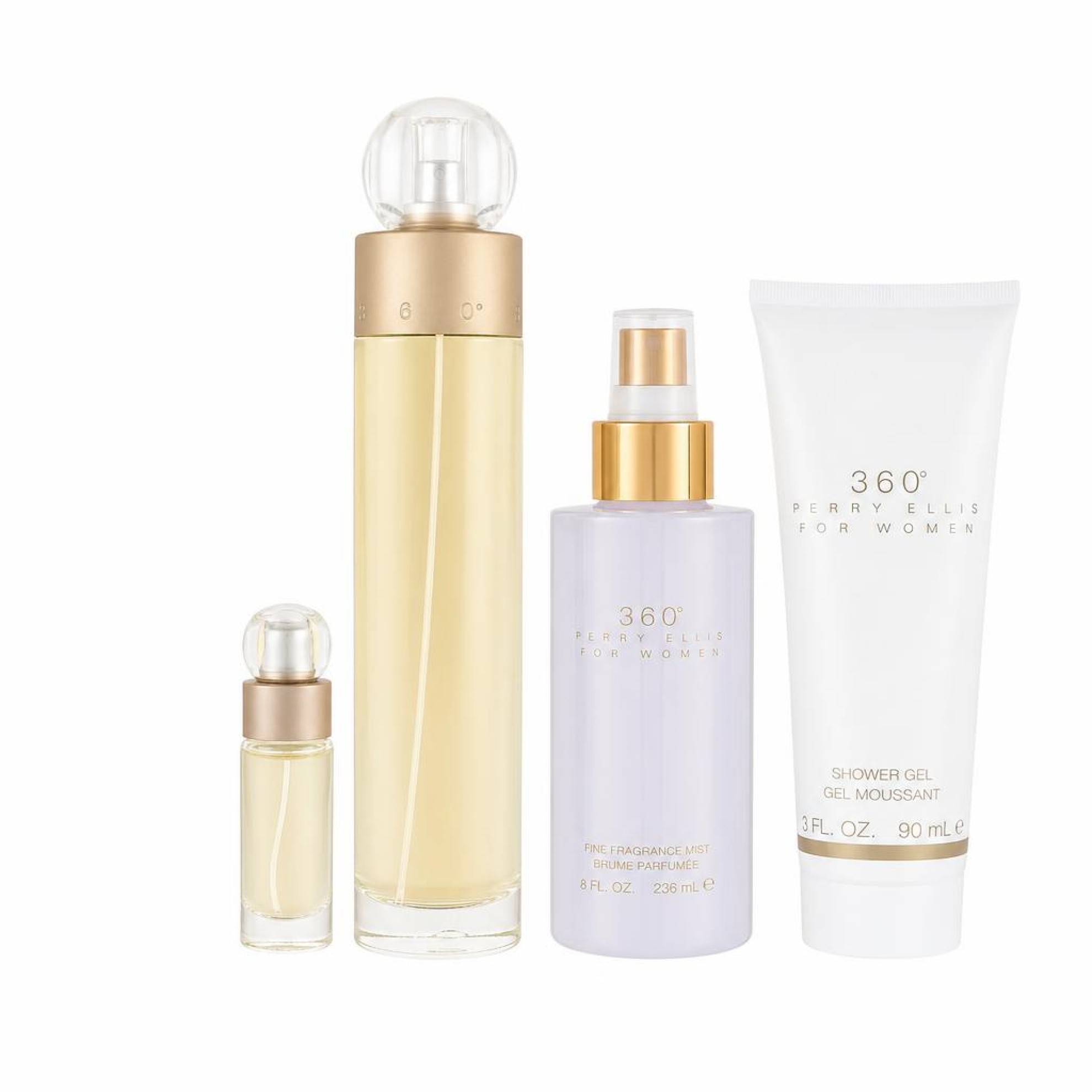 Perry Ellis perry ellis 360 Gift Set -- 100 ml Eau De Toilette Spray + 120 ml Body Mist + 90 ml Shower Gel + .25 Mini EDT Spray