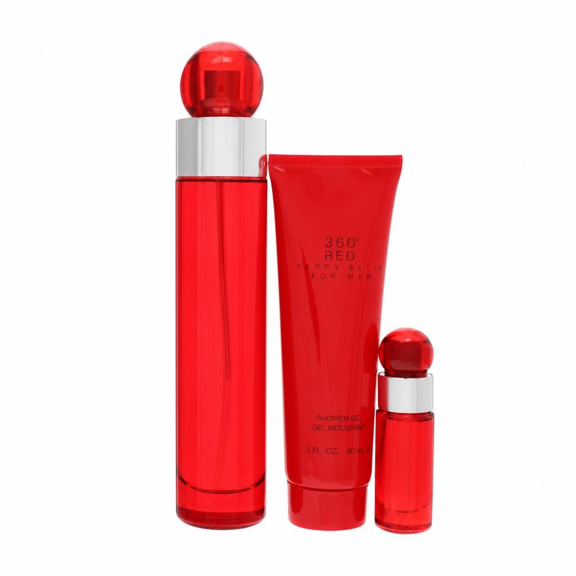 Perry Ellis 360 Red Gift Set -- 100 ml Eau De Toilette Spray + 7 ml Mini EDT Spray + 90 ml Shower Gel in Tube Box