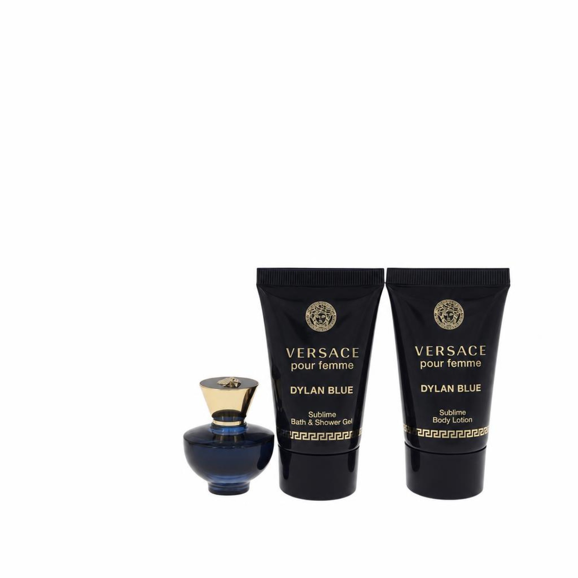 Versace Pour Femme Dylan Blue Gift Set -- 6 ml Mini EDP + 25 ml Body Lotion + 25 ml Shower Gel