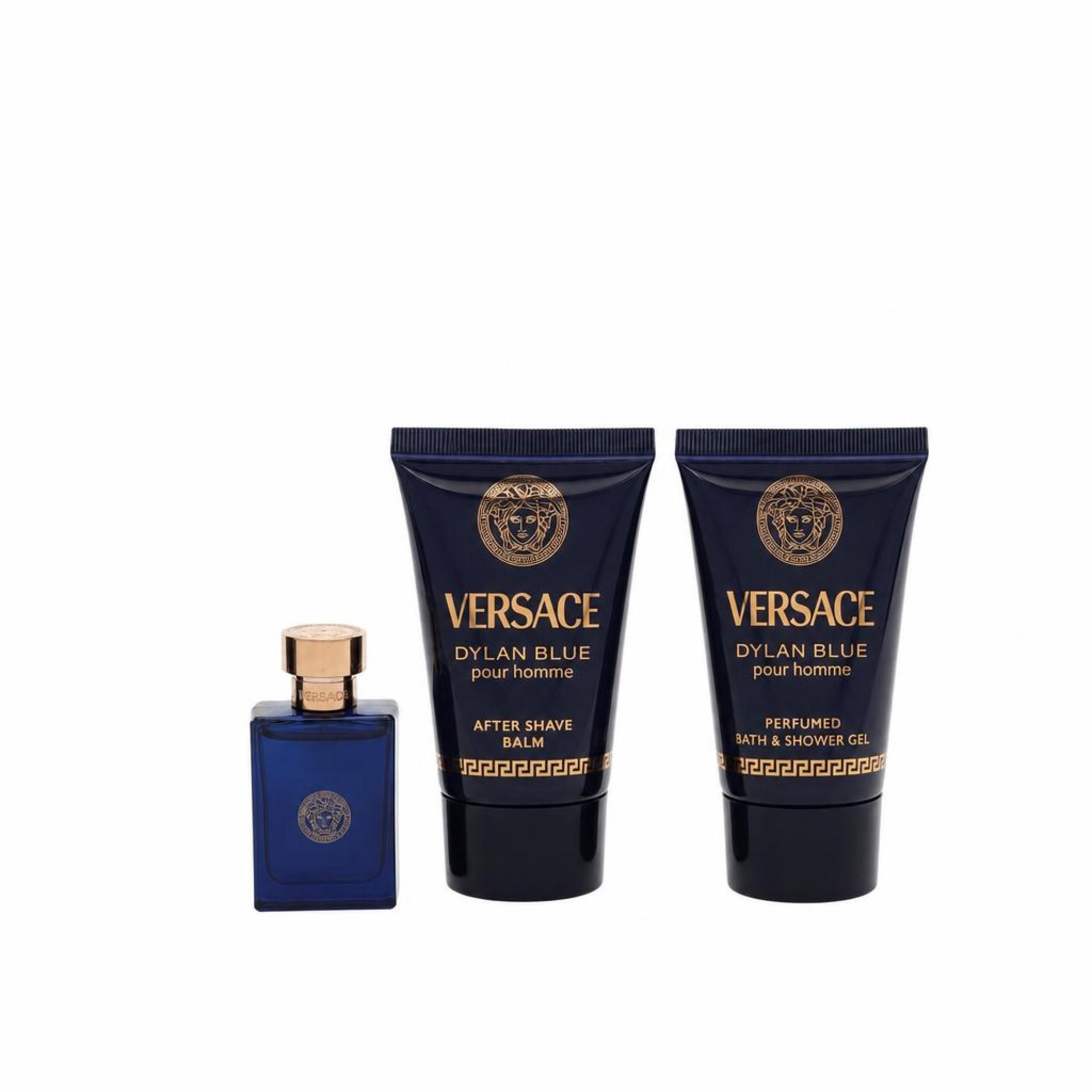 Versace Pour Homme Dylan Blue Gift Set -- 6 ml Mini EDT + 25 ml After Shave Balm + 25 ml Shower Gel