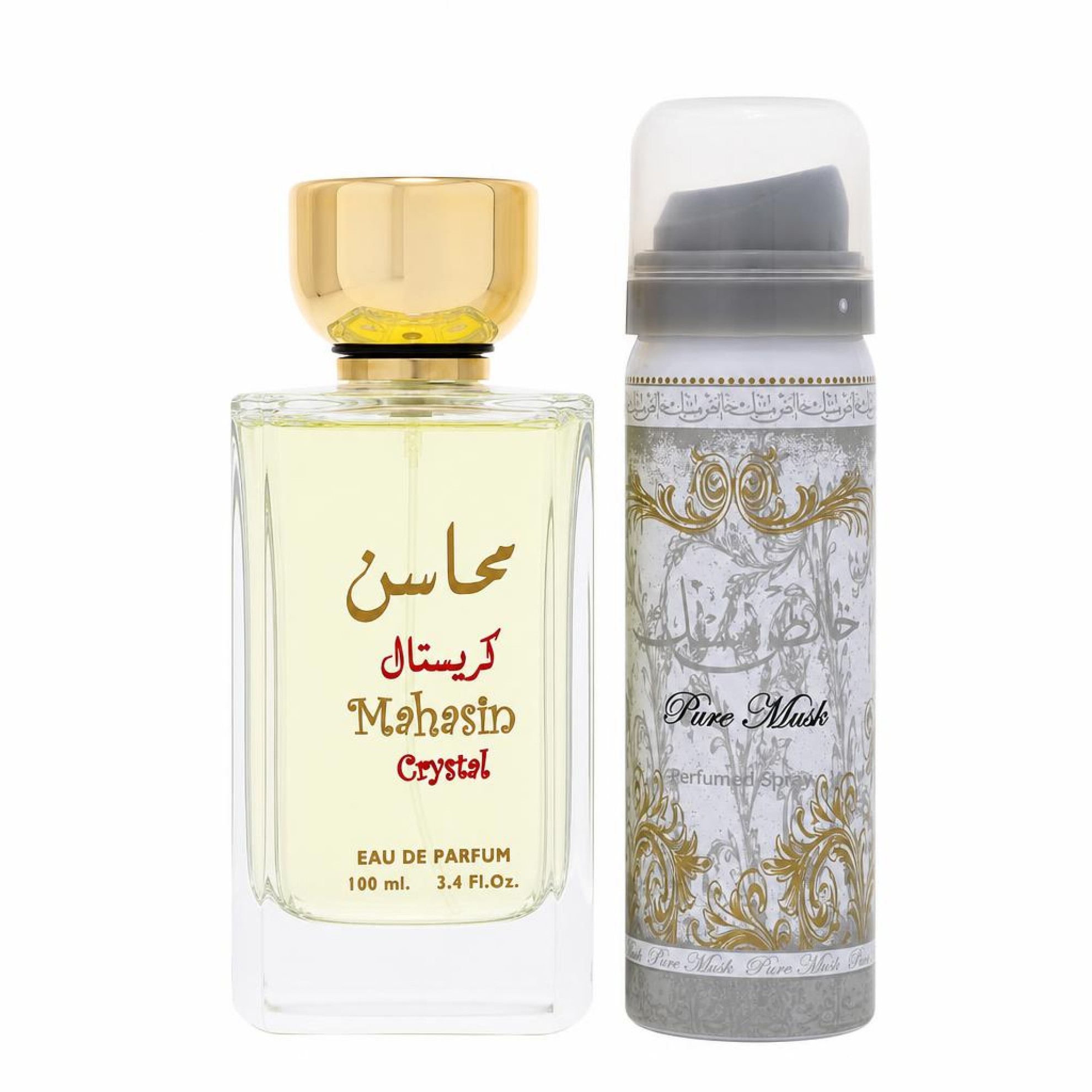Lattafa Mahasin Crystal Eau De Parfum Spray with 50 ml Deodorant Spray 100 ml
