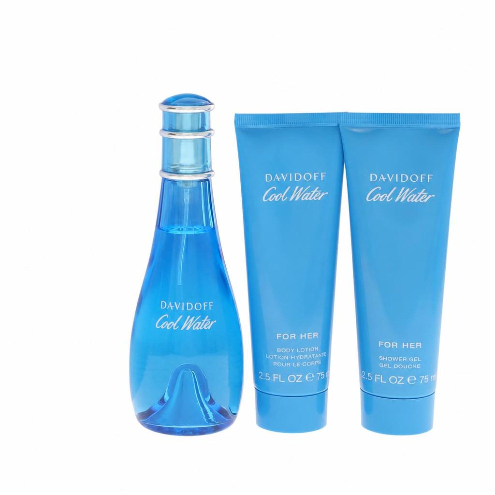 Davidoff Cool Water Gift Set -- 100 ml Eau De Toilette Spray + 75 ml Body Lotion + 75 ml Shower Gel
