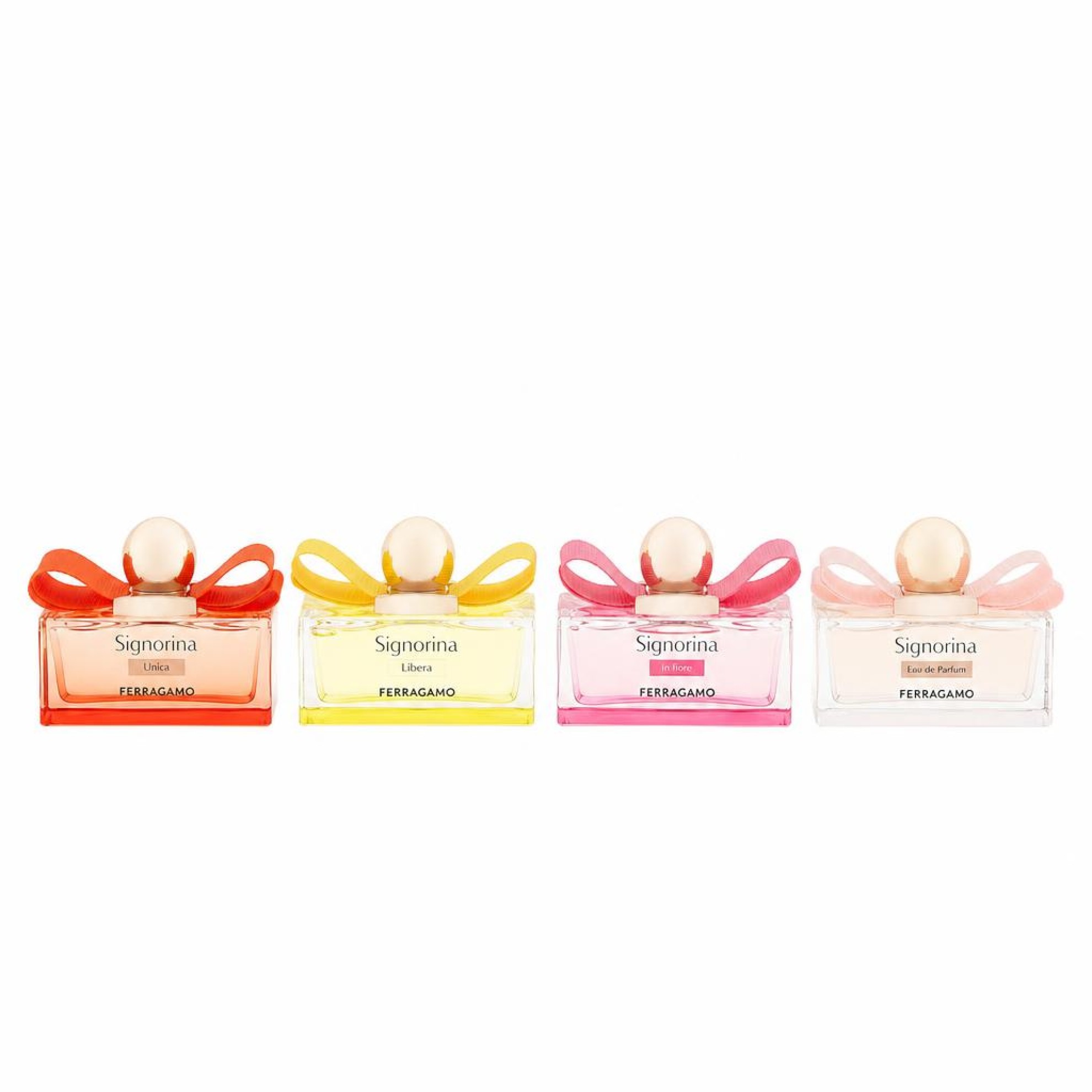 Salvatore Ferragamo Signorina Gift Set -- Signorina, Siginorina in Fiore, Signorina Libera, Signorina Unica each in 6 ml EDP size