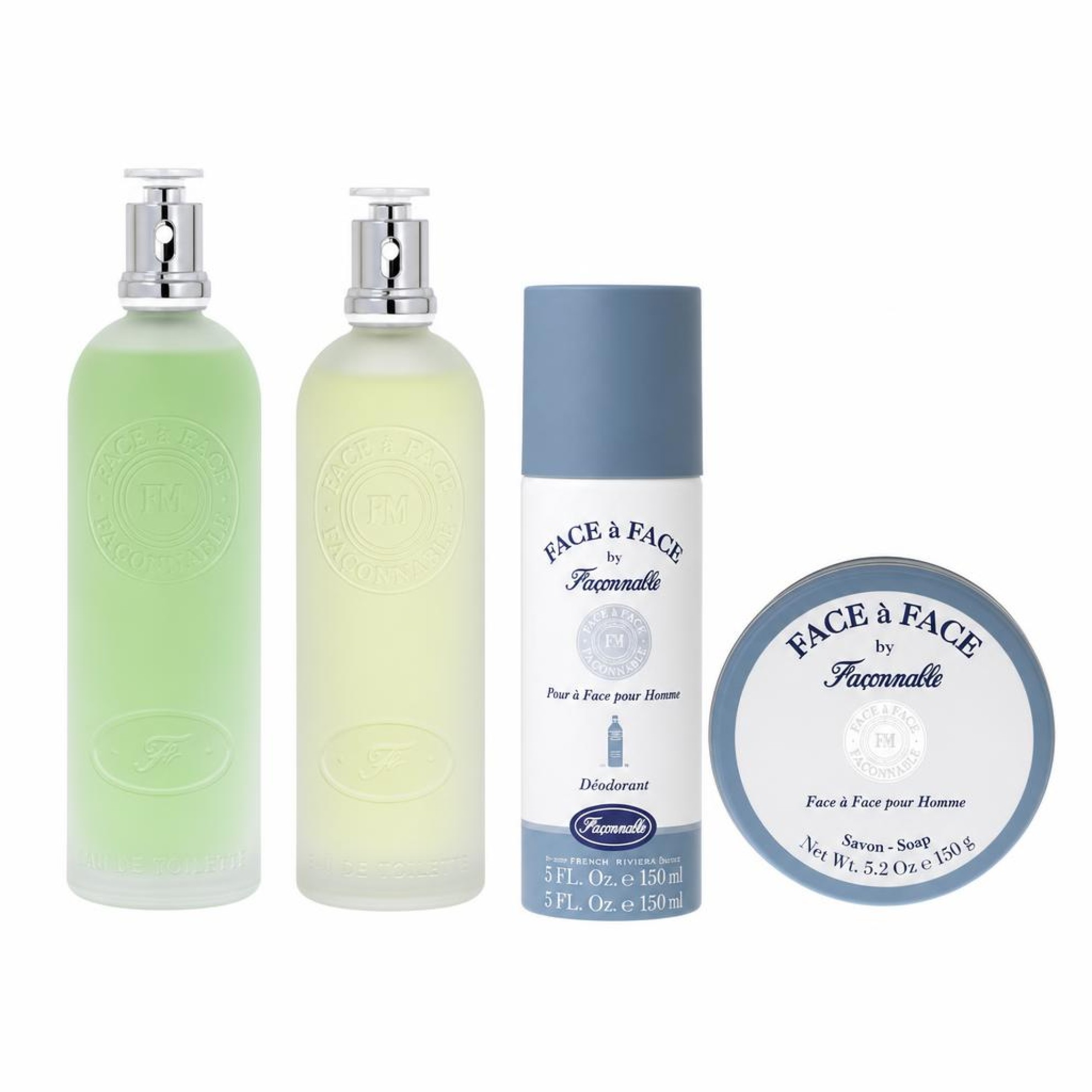Faconnable Face A Face Gift Set -- 145 ml Eau De Toilette Spray + 145 ml Deodorant Spray + 100 ml After Shave + 145 ml Soap